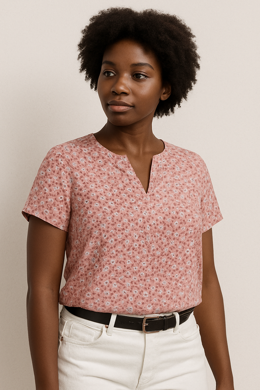 LUNE Chemise Pour Femme À Imprimé Floral Rose Romantique